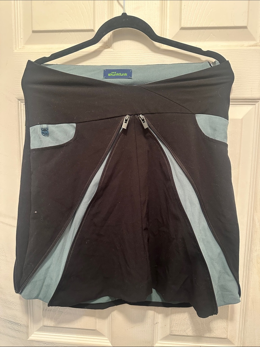 Skunkfunk Black & Light Blue Zip-Detail A-Line Skirt